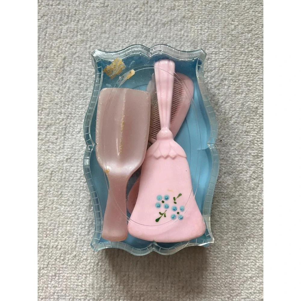 Vintage Doll Vanity Grooming Set Pro-phy-lac-tic Plastic Brushes USA 1950s